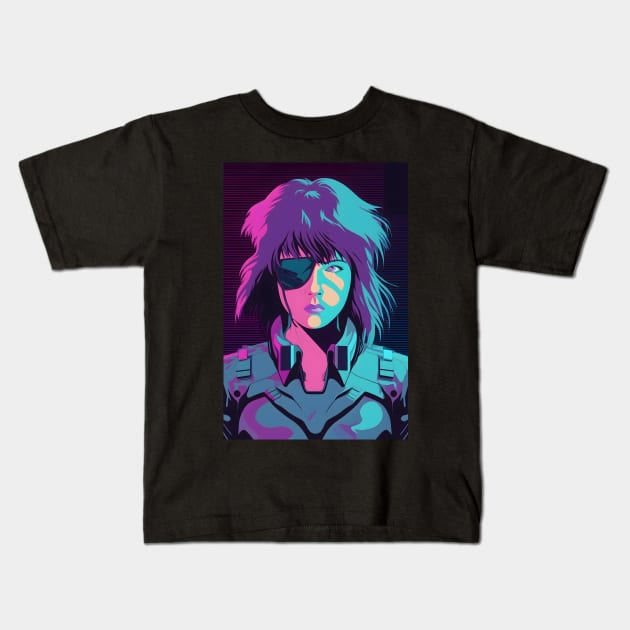 Major Motoko - Snake Plissken Mashup Kids T-Shirt by NeonOverdrive